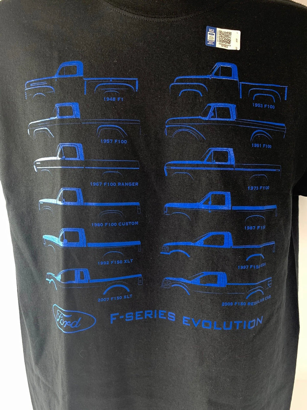 Ford F-100 Evolution T-Shirt Black with Blue Design for Ford Trucks (1948–1949)