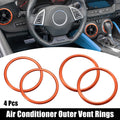 Set of 4 AC Outer Vent Ring Trim Covers for Chevrolet Camaro (2016–2020) Orange