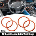 Set of 4 AC Outer Vent Ring Trim Covers for Chevrolet Camaro (2016–2020) Orange