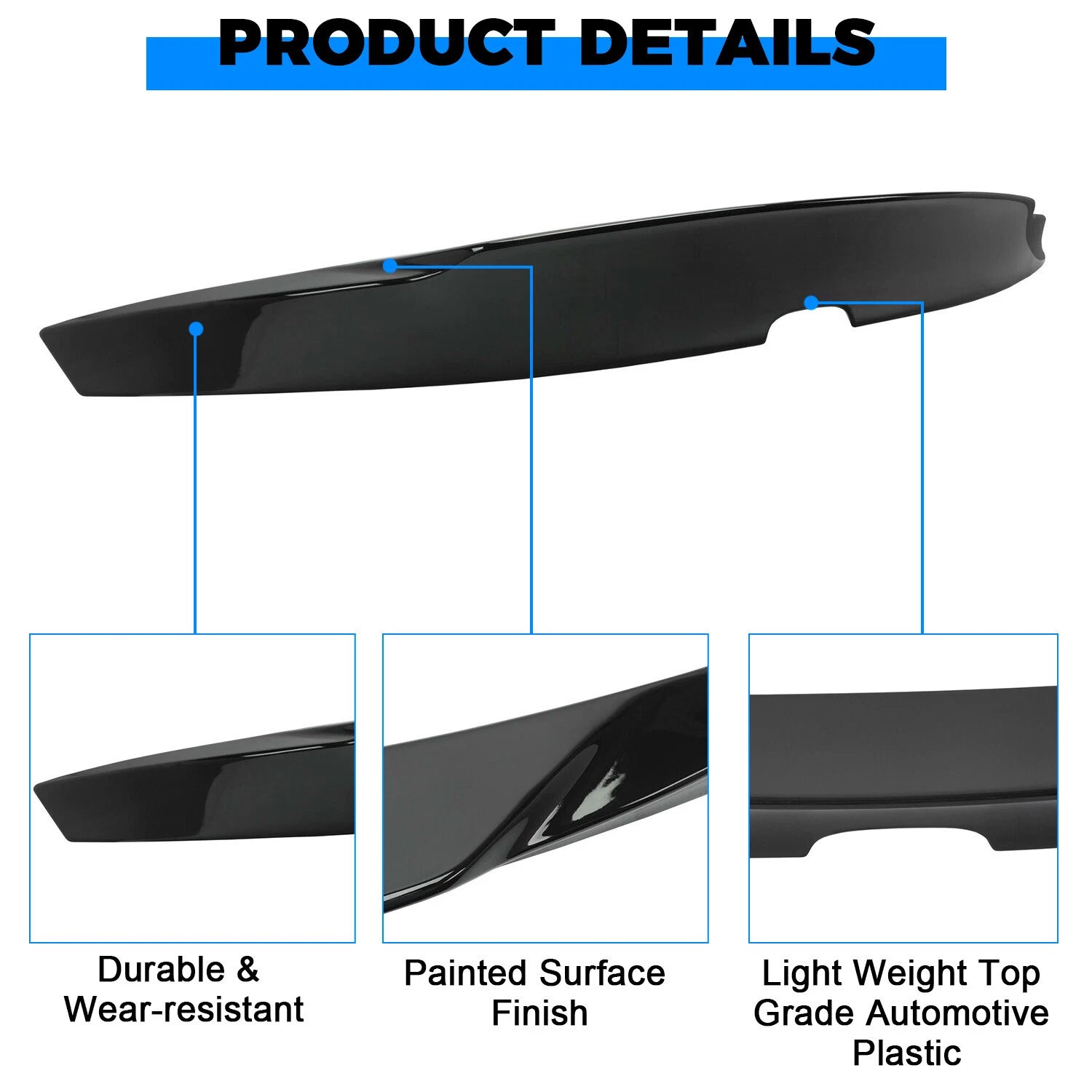 Glossy Black Duck Tail Spoiler for Honda Accord (2018–2022)