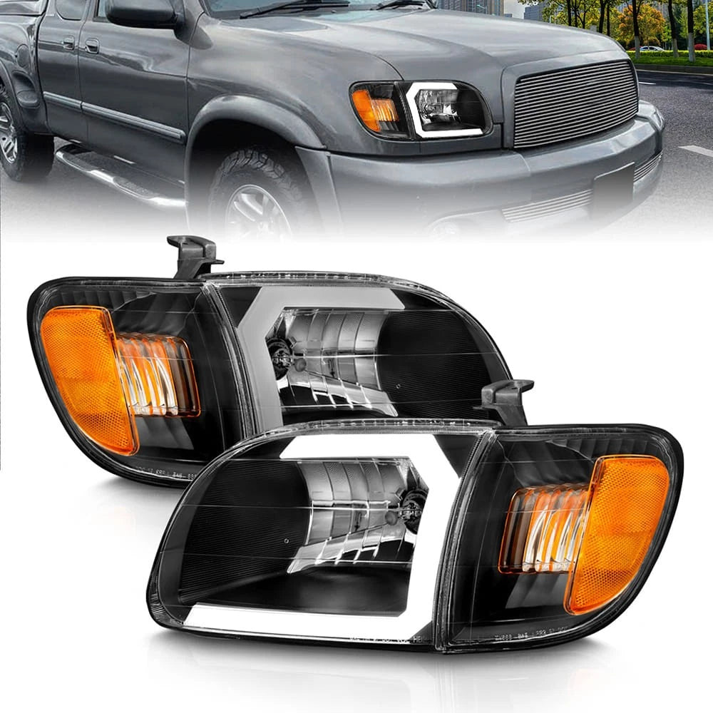 Black Clear Lens Headlight Assembly for 2000-04 Toyota Tundra Reg Cab/Access Cab