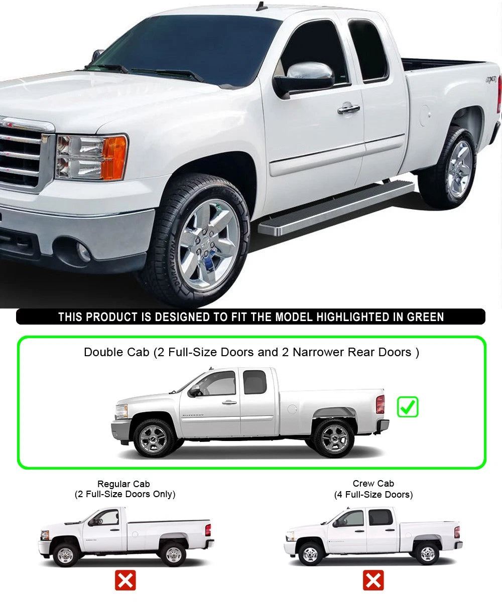 6-Inch Polished Side Bars for Chevy Silverado GMC Sierra (1999-2013)
