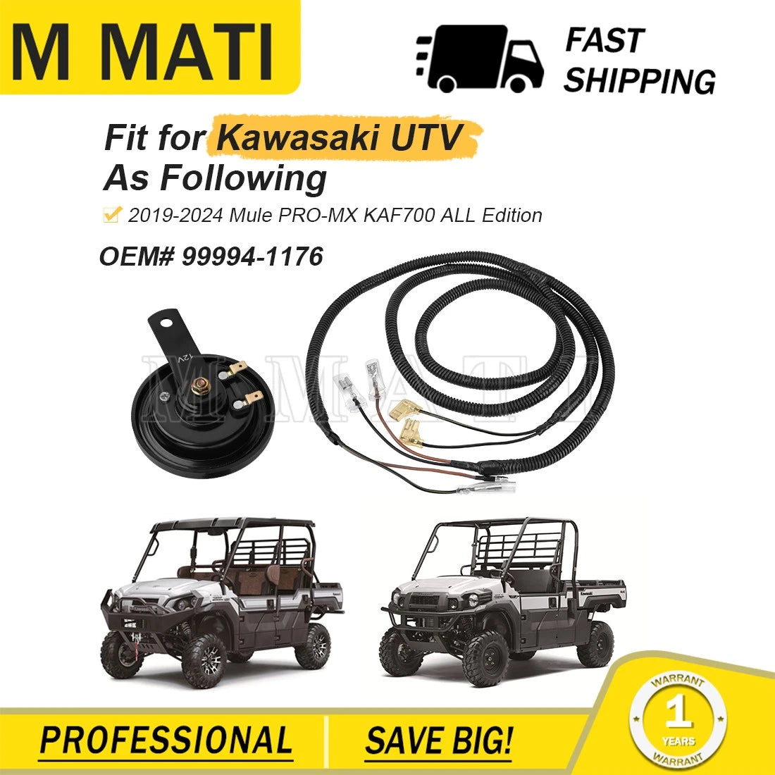 Horn Kit for Kawasaki Mule Pro MX (2019–2024) KAF700 99994-1176
