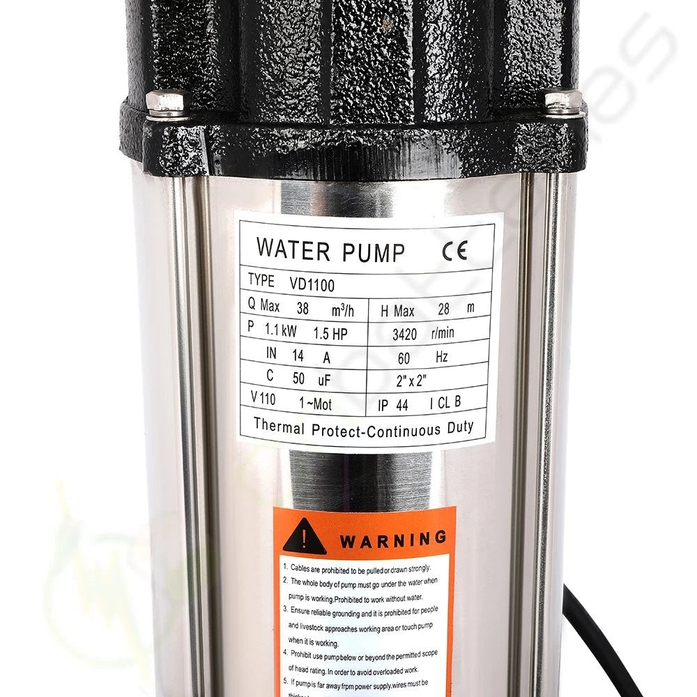 1.5HP Sump Pump for Industrial Sewage Cutter Grinder (110V)