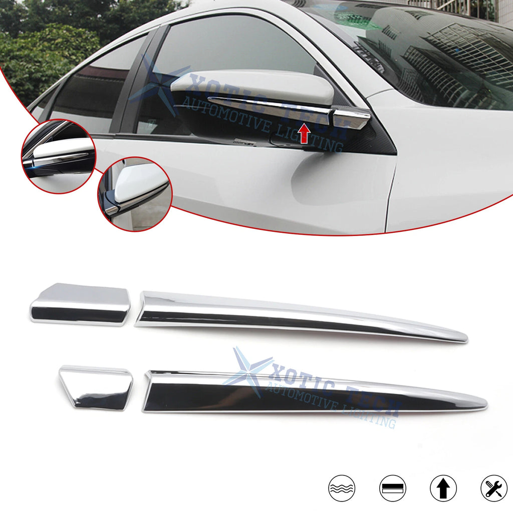 Chrome ABS Exterior Mirror Rear View Strip Moulding for Honda Civic (2016–2021)