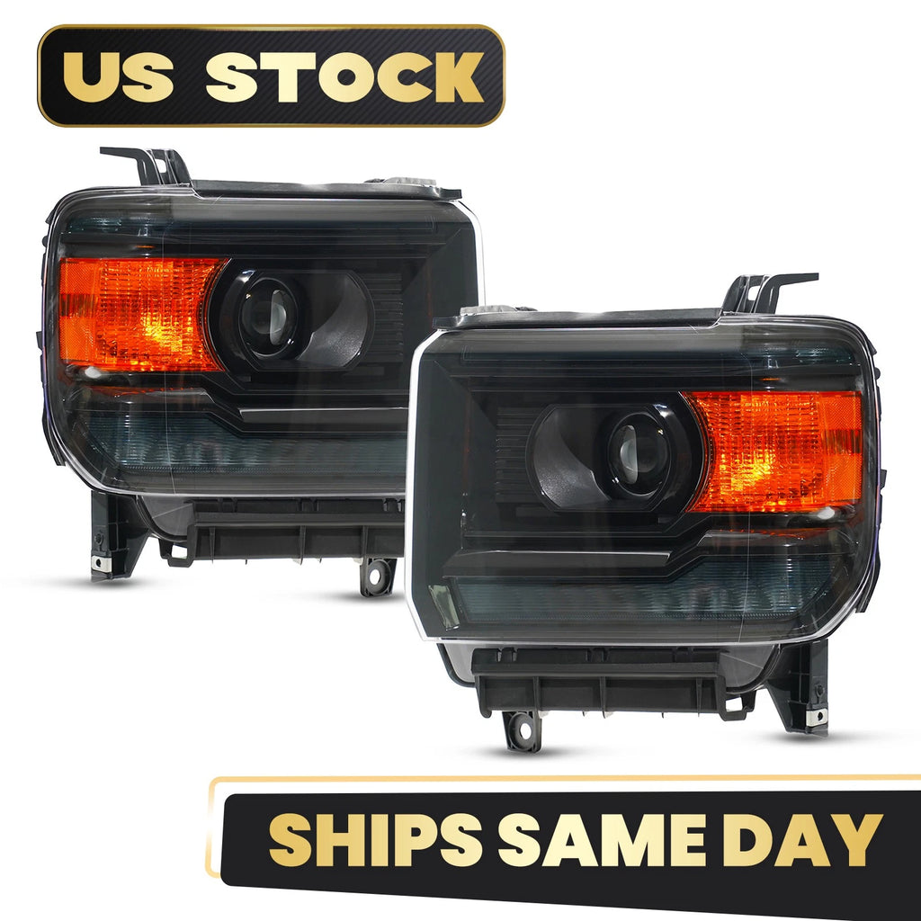 LED DRL Headlights for GMC Sierra 1500 2500HD 3500HD (2014–2018)