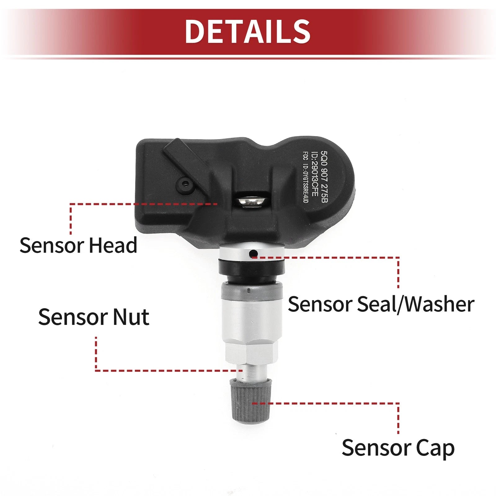 Tire Pressure Sensor 433MHz for Volkswagen Touareg (2014–2018) No.5Q0907275B