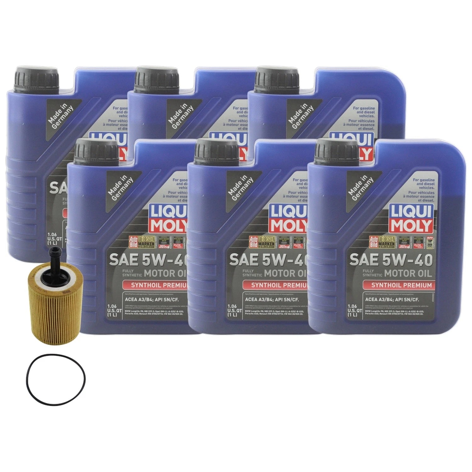 6L Liqui Moly Synthoil Premium 5W40 Engine Oil Change Kit for A3 Quattro (2006–2013)