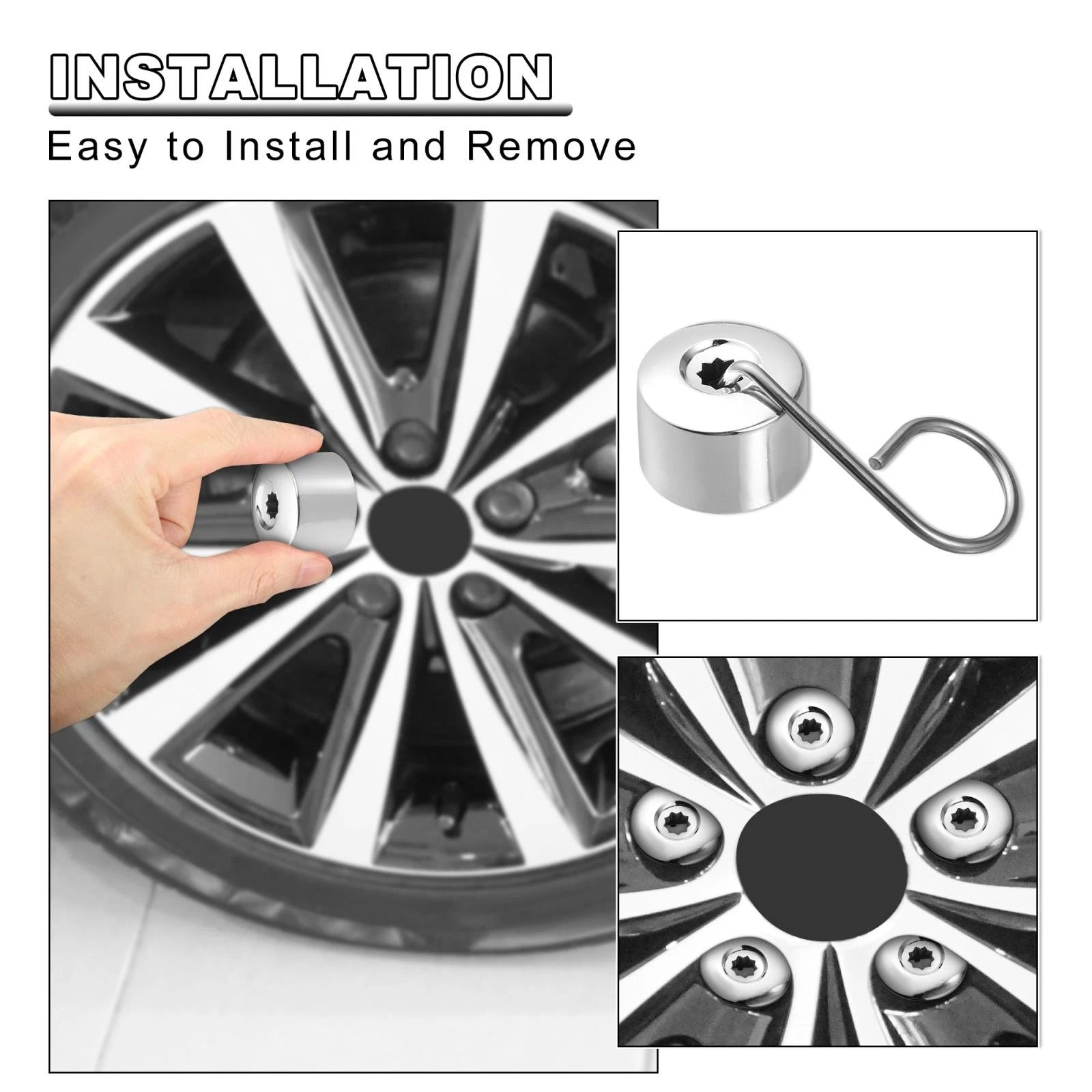20pcs Wheel Lock Lug Nut Caps with Tool Set for Volkswagen 