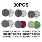 30pcs Hook & Loop Sandpaper Kit for Wood Polishing 75mm