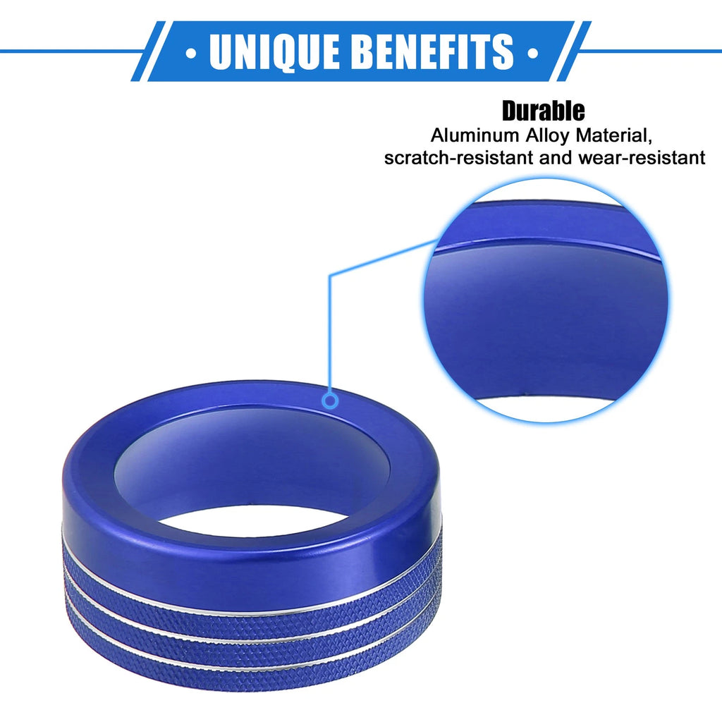 5 Pcs AC Climate Control Knob Ring for Chrysler 300, Dodge Challenger (2005–2023) Blue