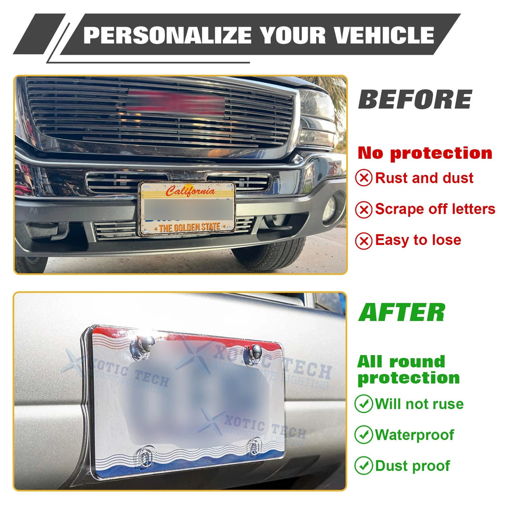 License Plate Cover Shield Holder Guard for Standard US Plates (Fit US)