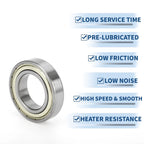 6007ZZ Deep Groove Ball Bearing for Scooter Skateboard Wheel (P0 35x62x14mm)