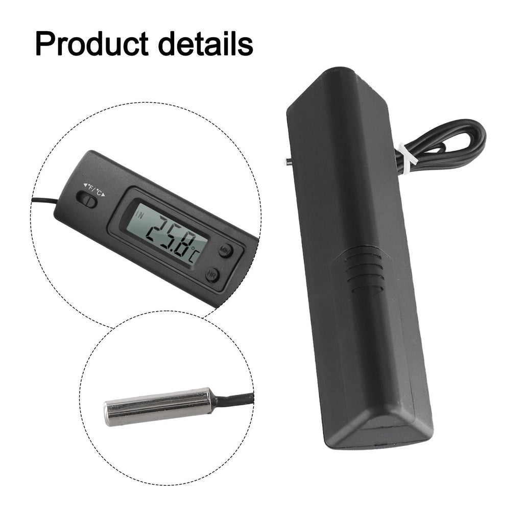 Car Thermometer for Indoor and Outdoor Use (12.543.5cm) Black LCD