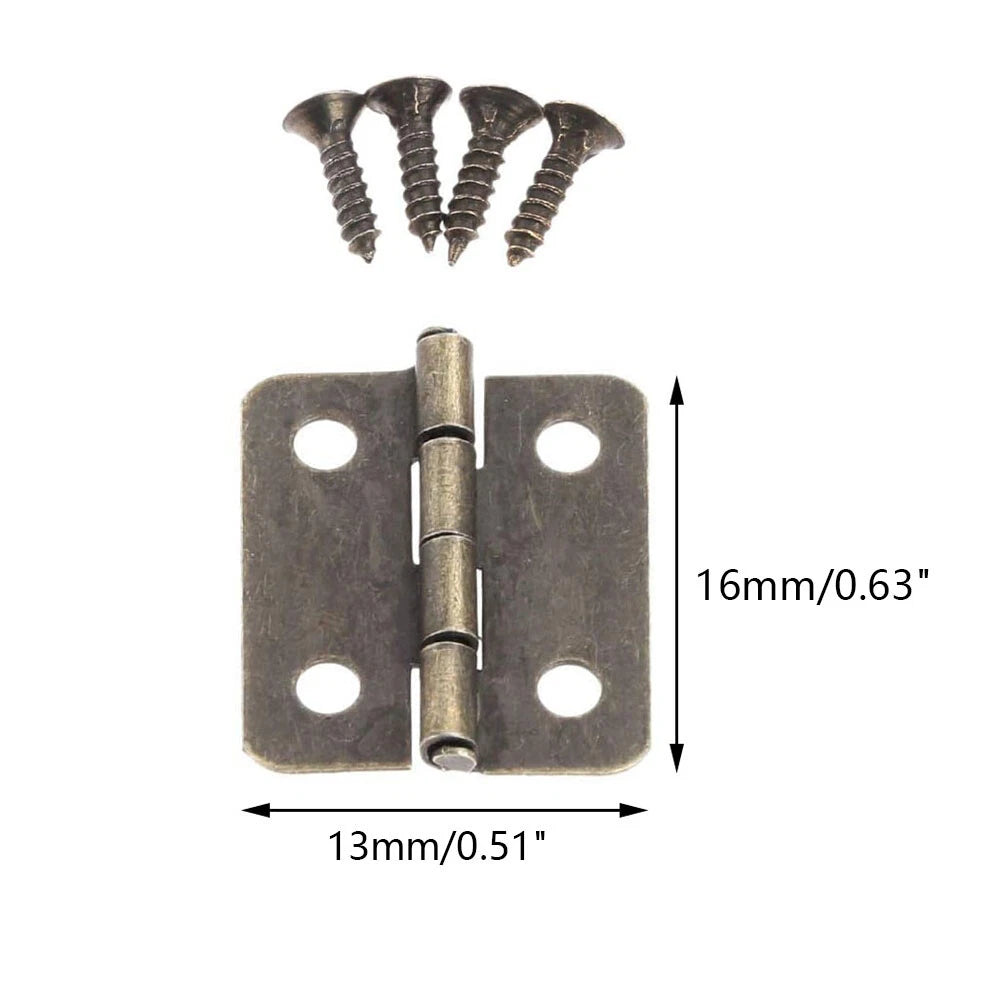 50pc 16x13mm Antique Hinges with Screws for Jewelry Box Cabinet