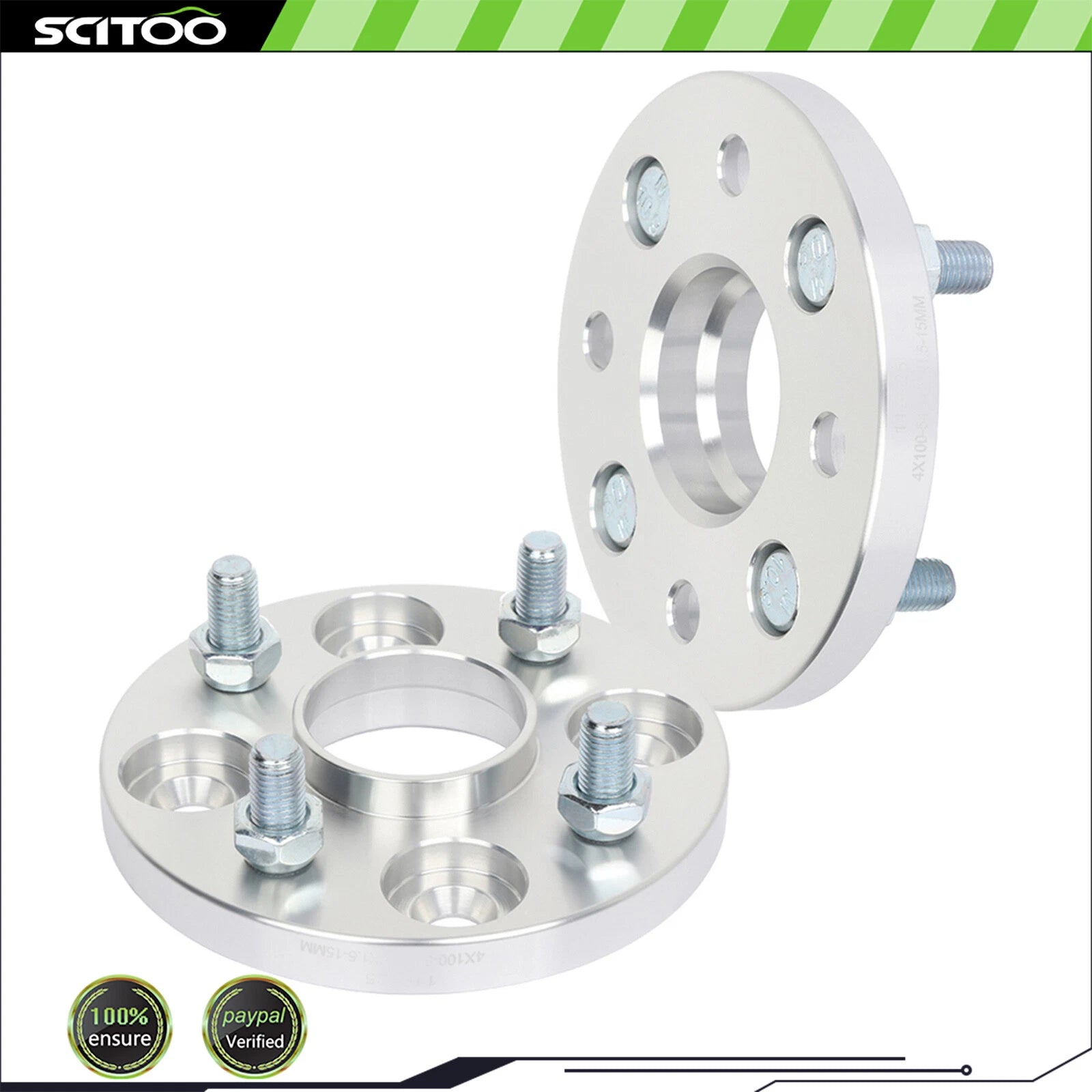 2X 15mm Wheel Spacers 4x100 12x1.5 for Toyota Corolla Mazda Miata Ford Escort