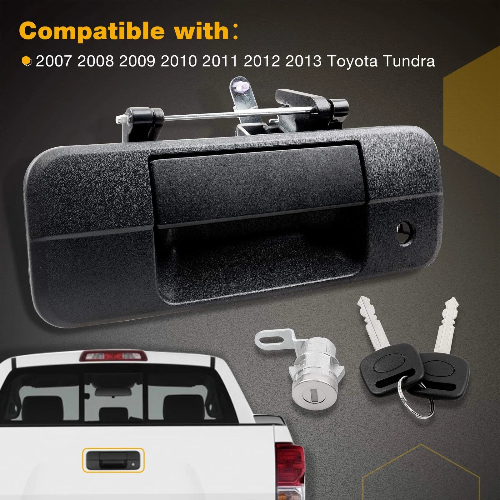 Metal Tailgate Handle Latch with Lock Cylinder for Toyota Tundra (2007-2013)