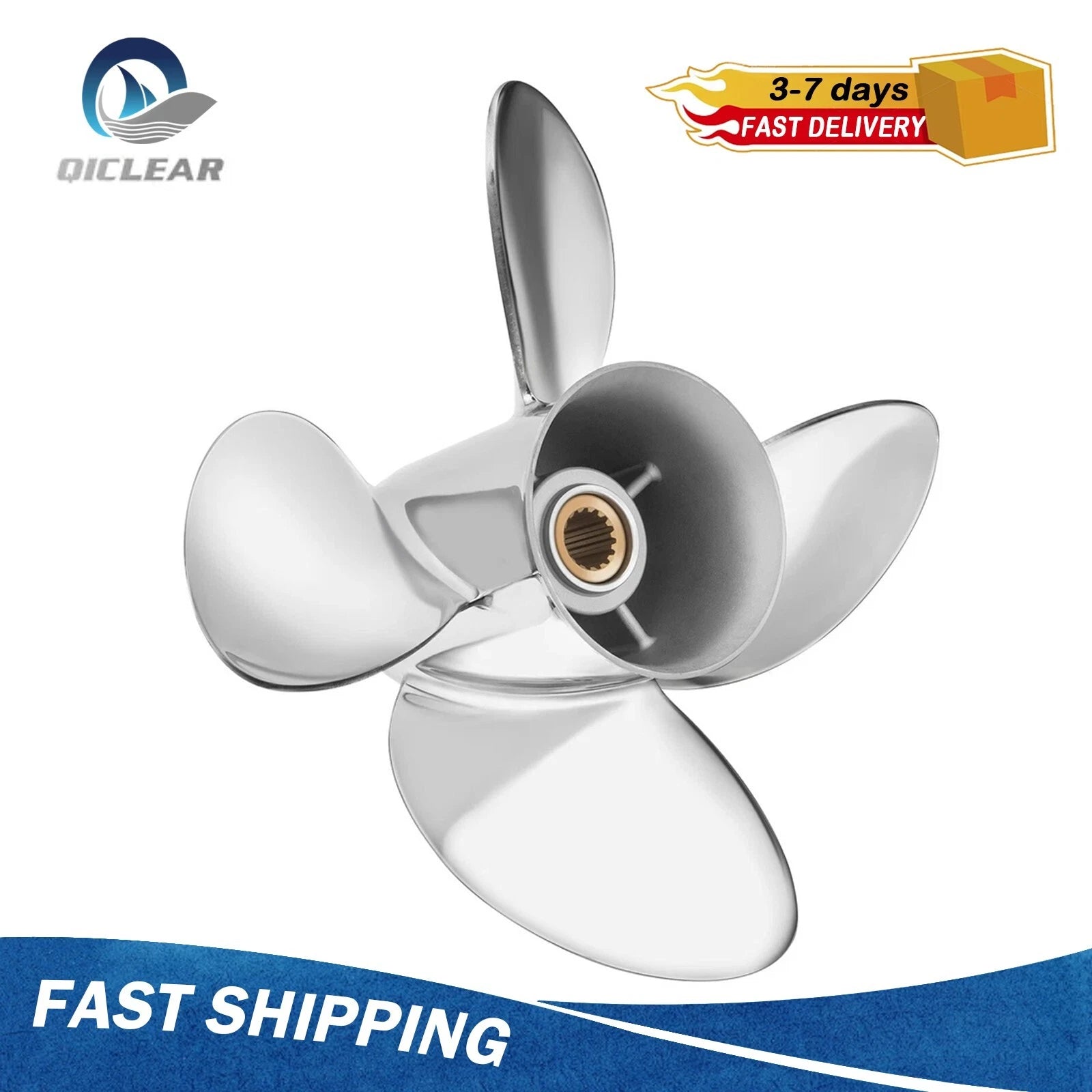 14 x 21 Stainless Steel Boat Propeller for Mercury 150-300HP (15 Spline, RH, 4 Blade)