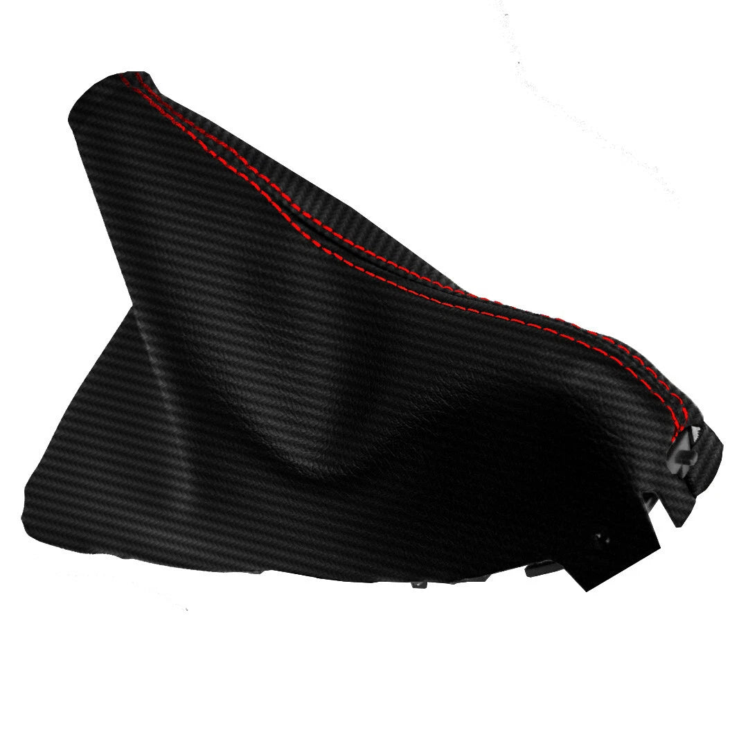 E Brake Boot Cover for Mazda 3 (2014–2016) Carbon Fiber Red Stitch