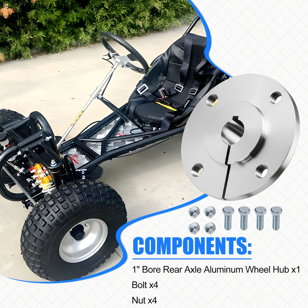 1" Bore Rear Axle Aluminum Wheel Hub w/Bolt for Go Kart (Golf Off Road)
