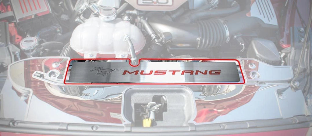 Pony Emblem Radiator Cover Plate Red Carbon Fiber for 2015–2017 Mustang GT