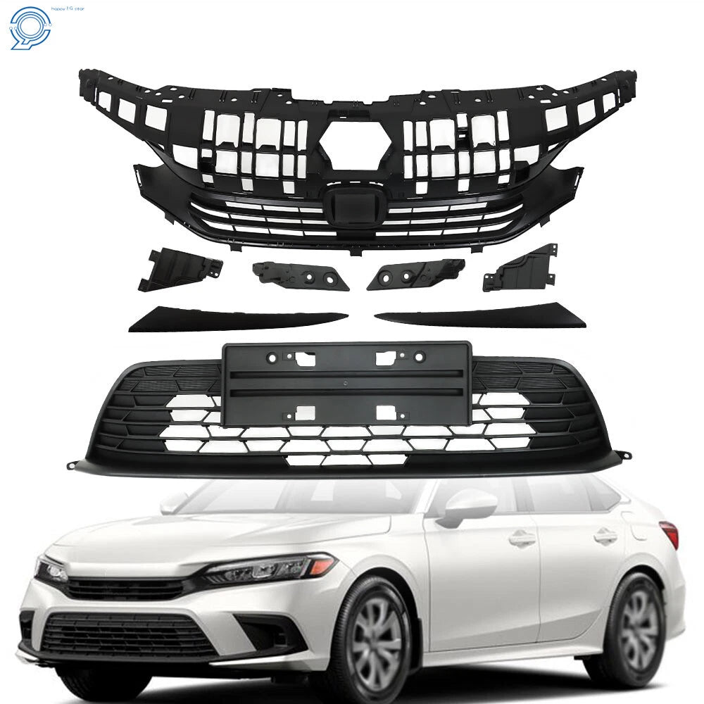 Front Bumper Grill with Headlight Eyelid for Honda Civic (2022-2023)