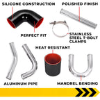 2.5" Universal Aluminum Turbo Intercooler Piping Kit + Elbow Hose + Clamps