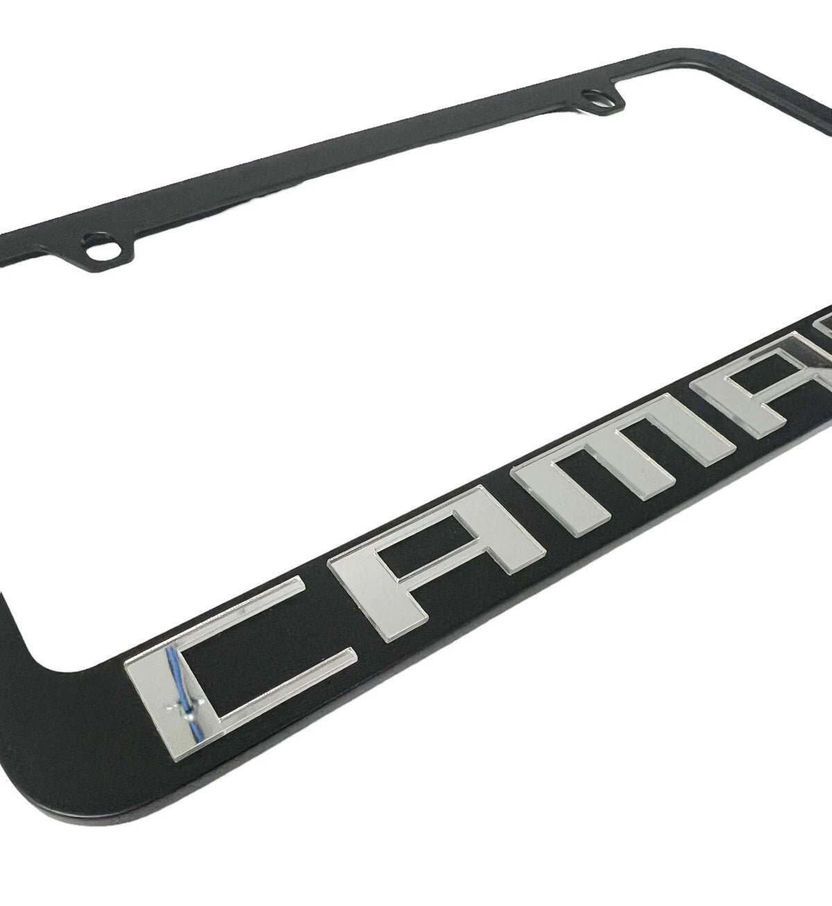 License Plate Frame Premium Black with Chrome Script for Chevy Camaro (2010–2015)