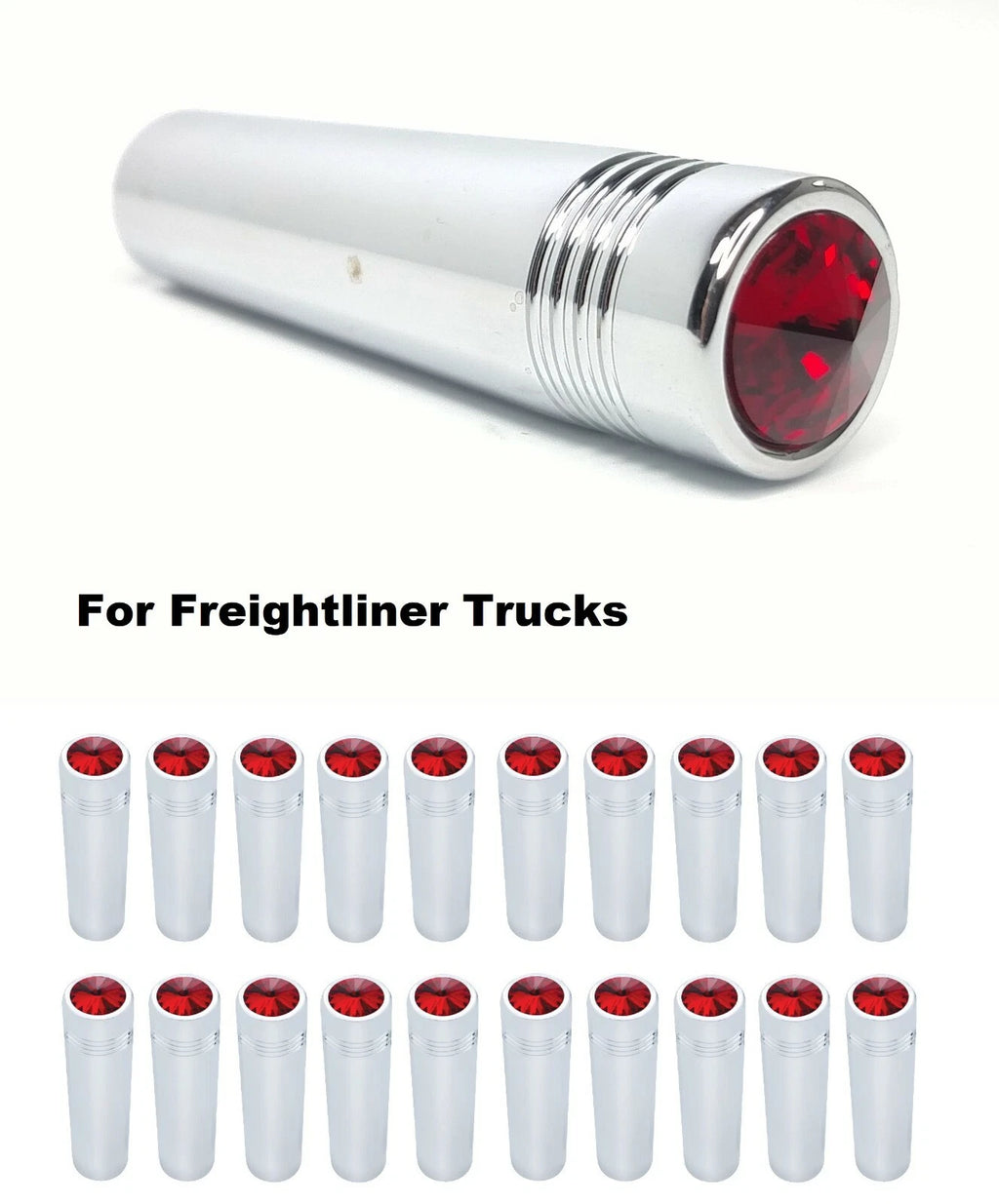 Red Crystal Chrome Toggle Switch Extensions for Freightliner (2010–2024)