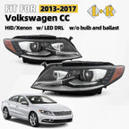 HID Xenon Headlight with LED DRL Left + Right Pair for Volkswagen CC (2013–2017)