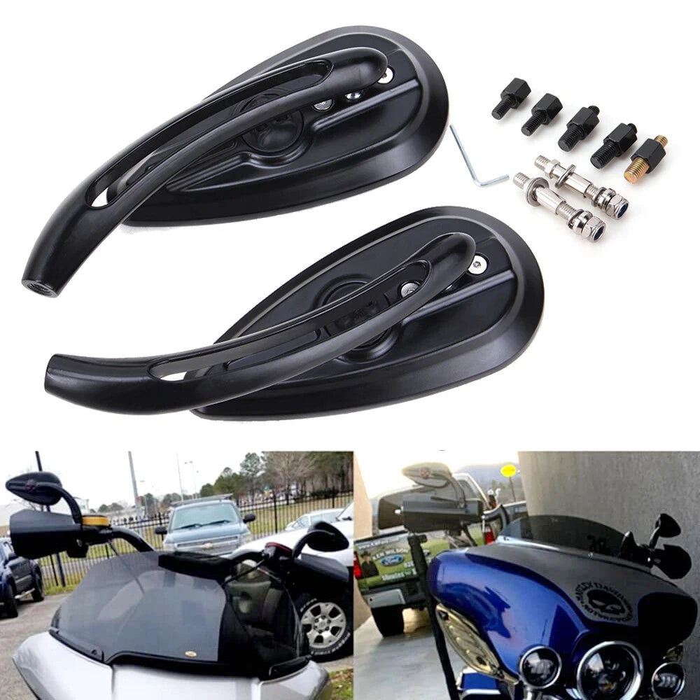 Black Skull Teardrop Mirrors for Harley Touring Dyna Sportster 883 1200 (2010–2023)