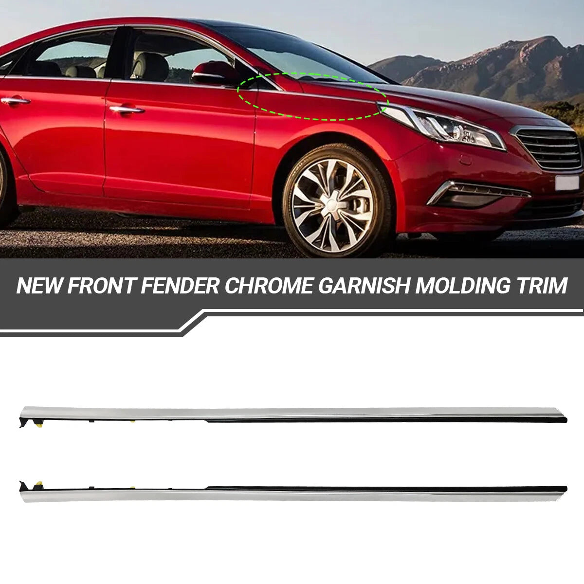 Set of 2 Chrome Fender Garnish Molding Trim for Hyundai Sonata (2015–2017)