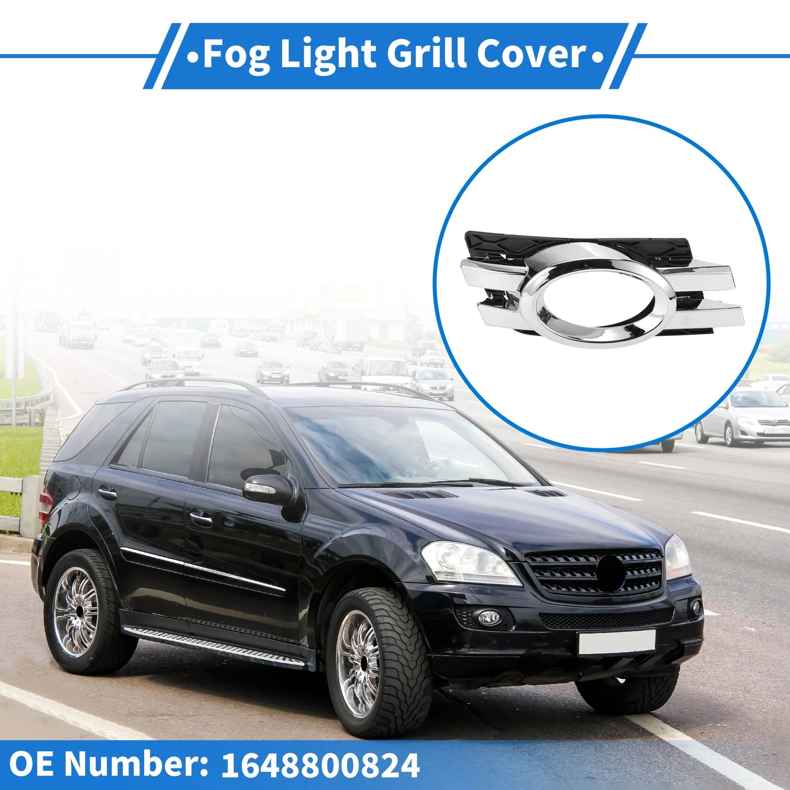 1 Pc Right Fog Light Grill for Mercedes-Benz (2006–2012) No. 1648800824 Silver Tone