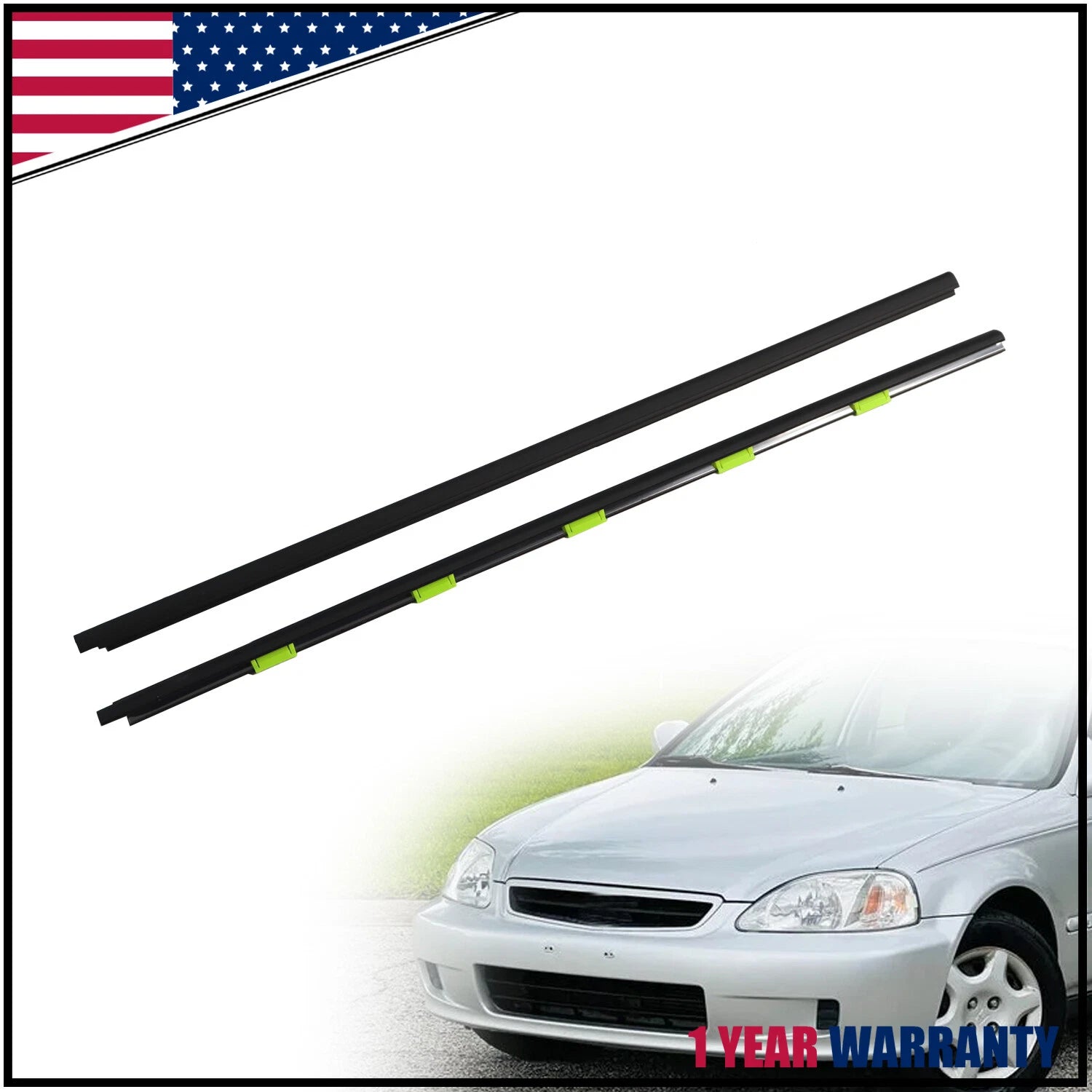 Set of 2 Door Window Weather Molding for Honda Civic EK (1996–1999) 72450-S03-003