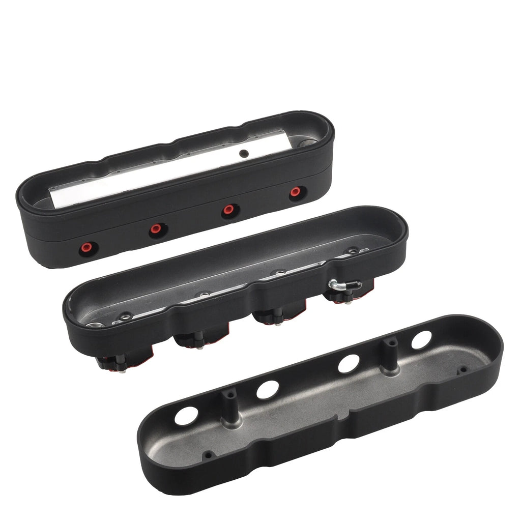 2Pcs Valve Cover for Chevy LS (Finned, Aluminum, Black)