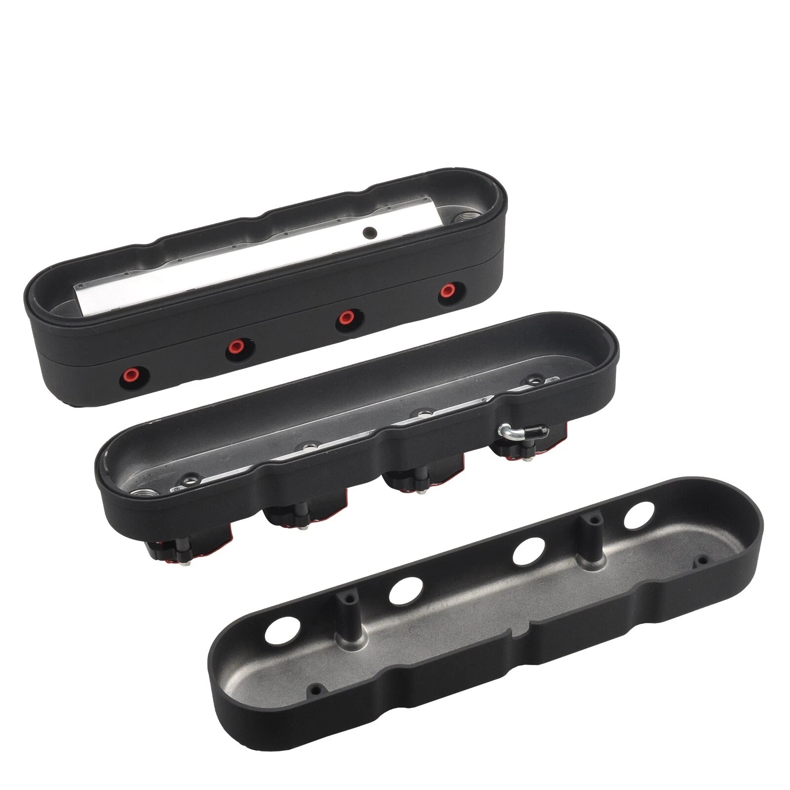 2Pcs Valve Cover for Chevy LS (Finned, Aluminum, Black)