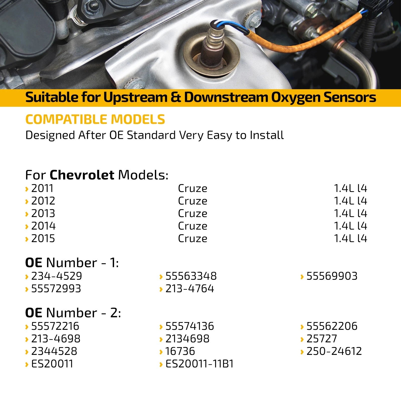 Set of 2 Oxygen Sensors for Chevrolet Sonic 1.4L (2012–2020) Cruze