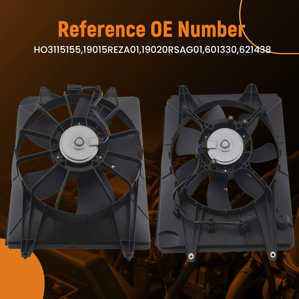 Pair Radiator Cooling Fan Assembly for Honda CR-V 2.4L (2010–2016) 19020RSAG01