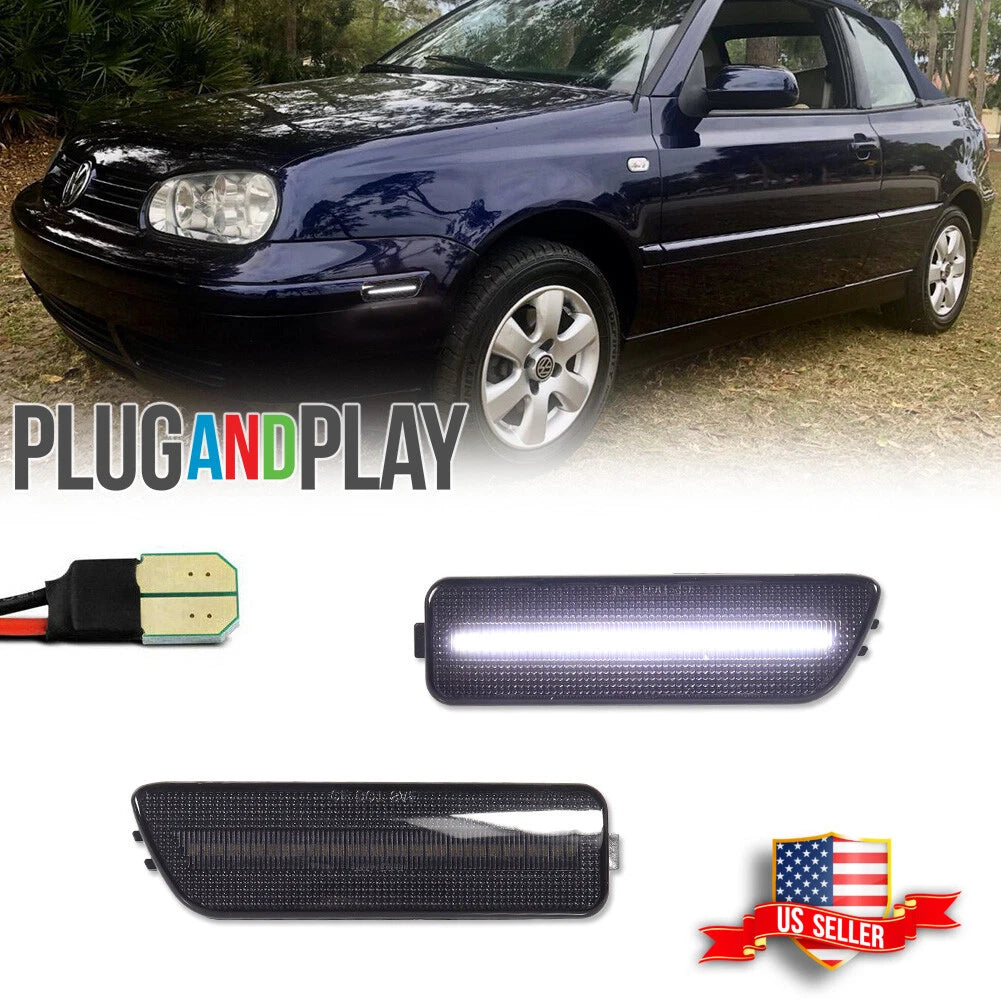 Smoked White LED Front Bumper Side Marker Lights for VW MK4 Golf R32 GTI (1999–2006)