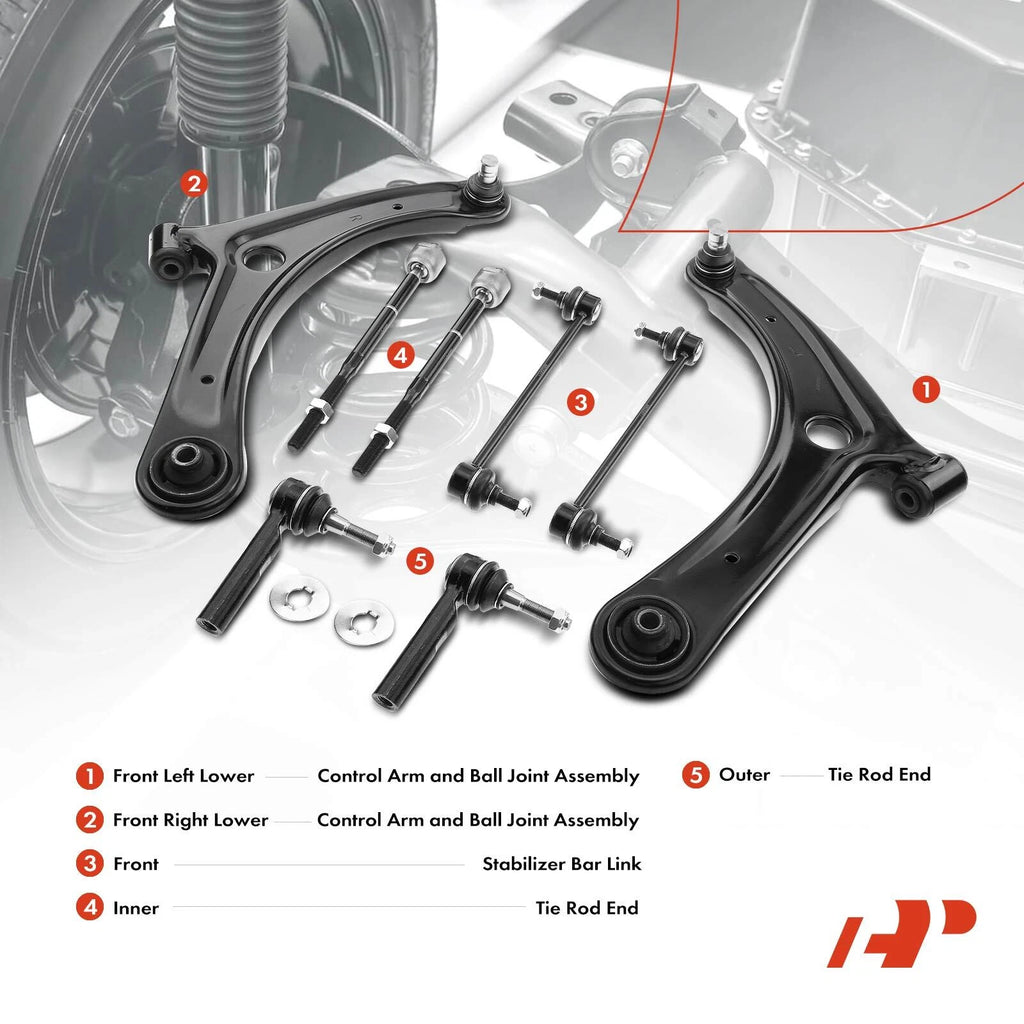 8x Front Control Arm Sway Bar Tie Rod for Jeep Compass Patriot (2007–2017)
