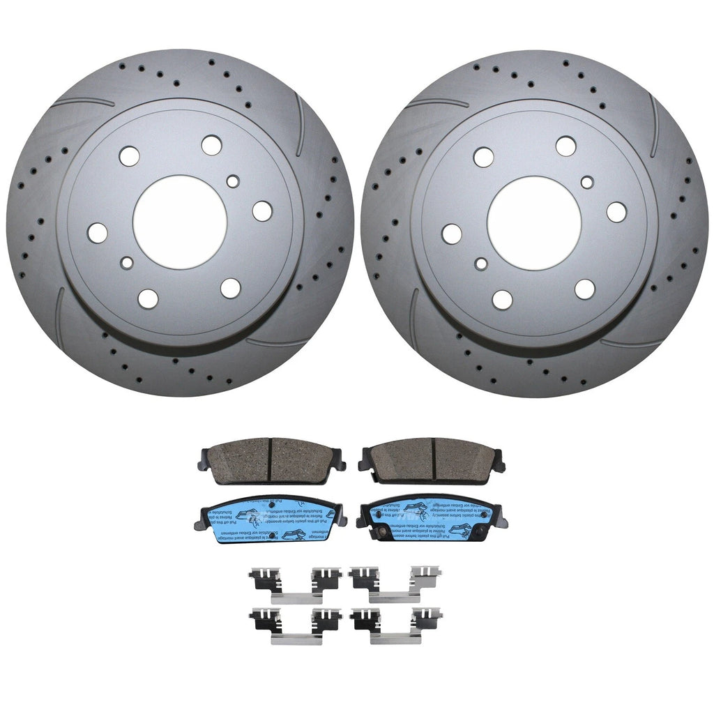 Rear Brake Kit with Drilled Rotors & Ceramic Pads for Cadillac Chevrolet GMC
