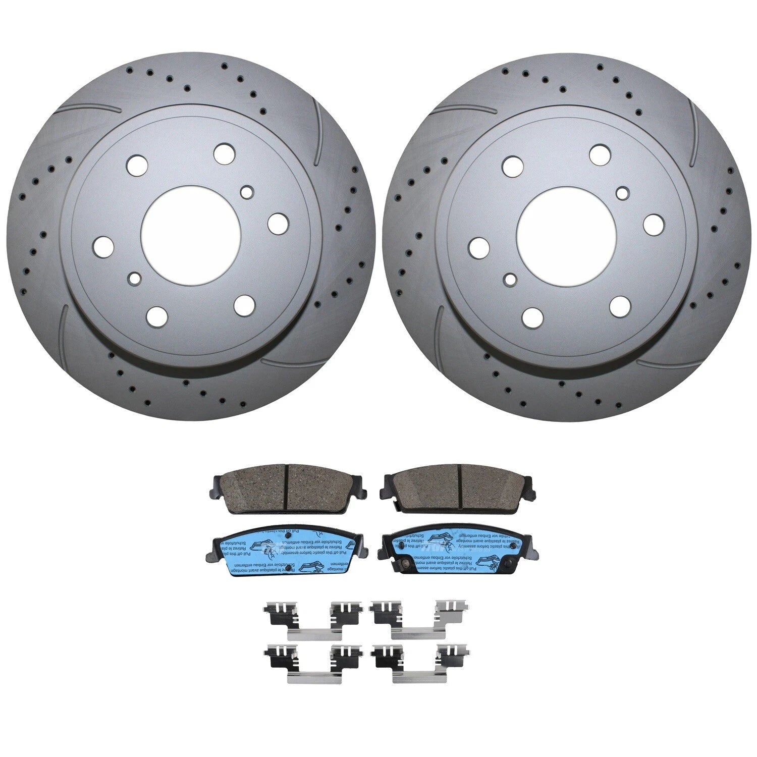 Rear Brake Kit with Drilled Rotors & Ceramic Pads for Cadillac Chevrolet GMC