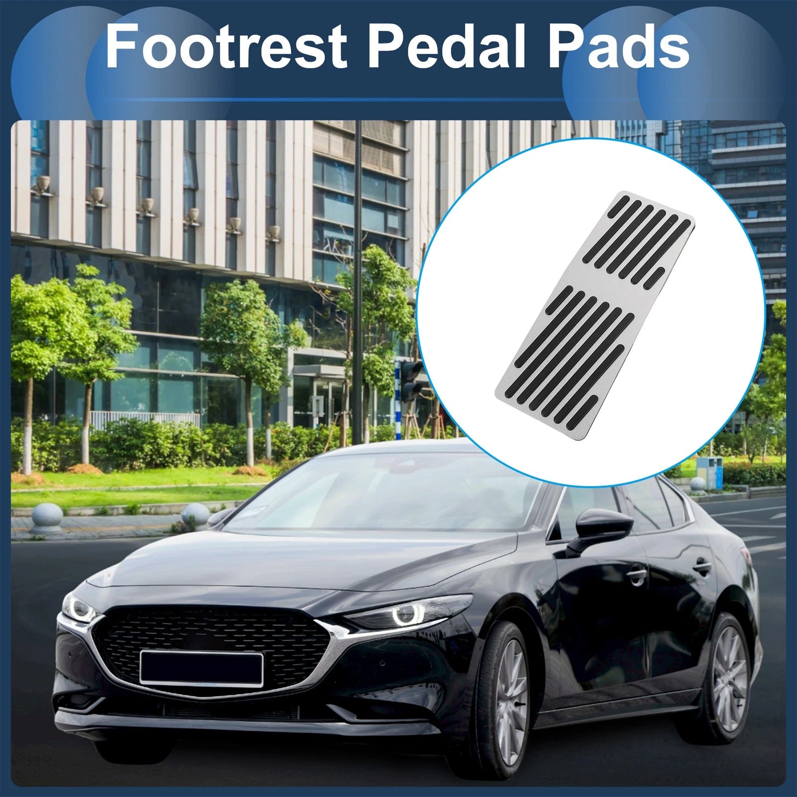 Footrest Pedal Cover for Mazda 3 (2020) Aluminum Alloy Silver Tone