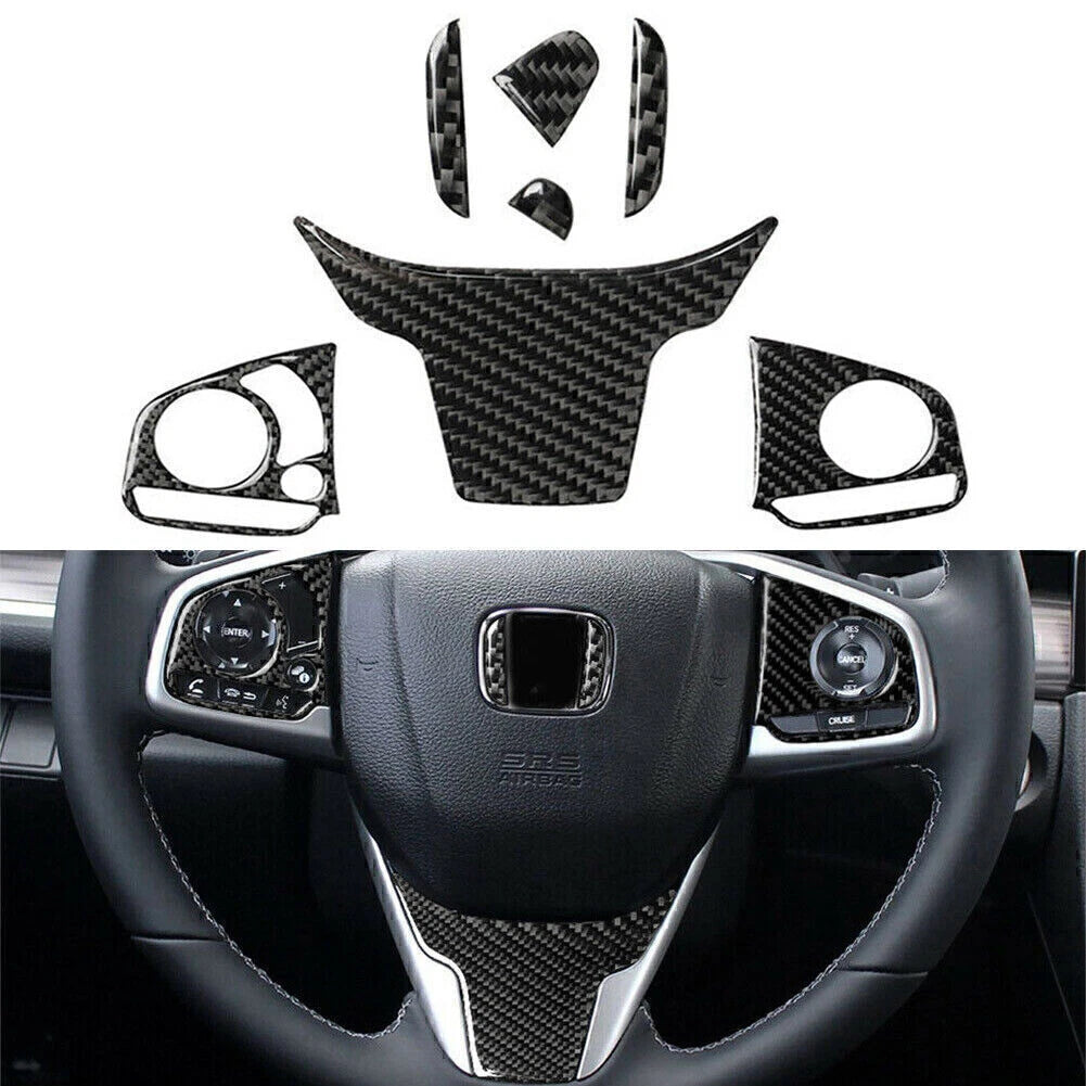 Set of 4 Carbon Fiber Inner Steering Wheel Sticker Trim for Honda Civic (2016–2019)