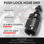 4AN to 1/4" Barb T6061 Straight Push Lock Hose End Fittings (Universal)