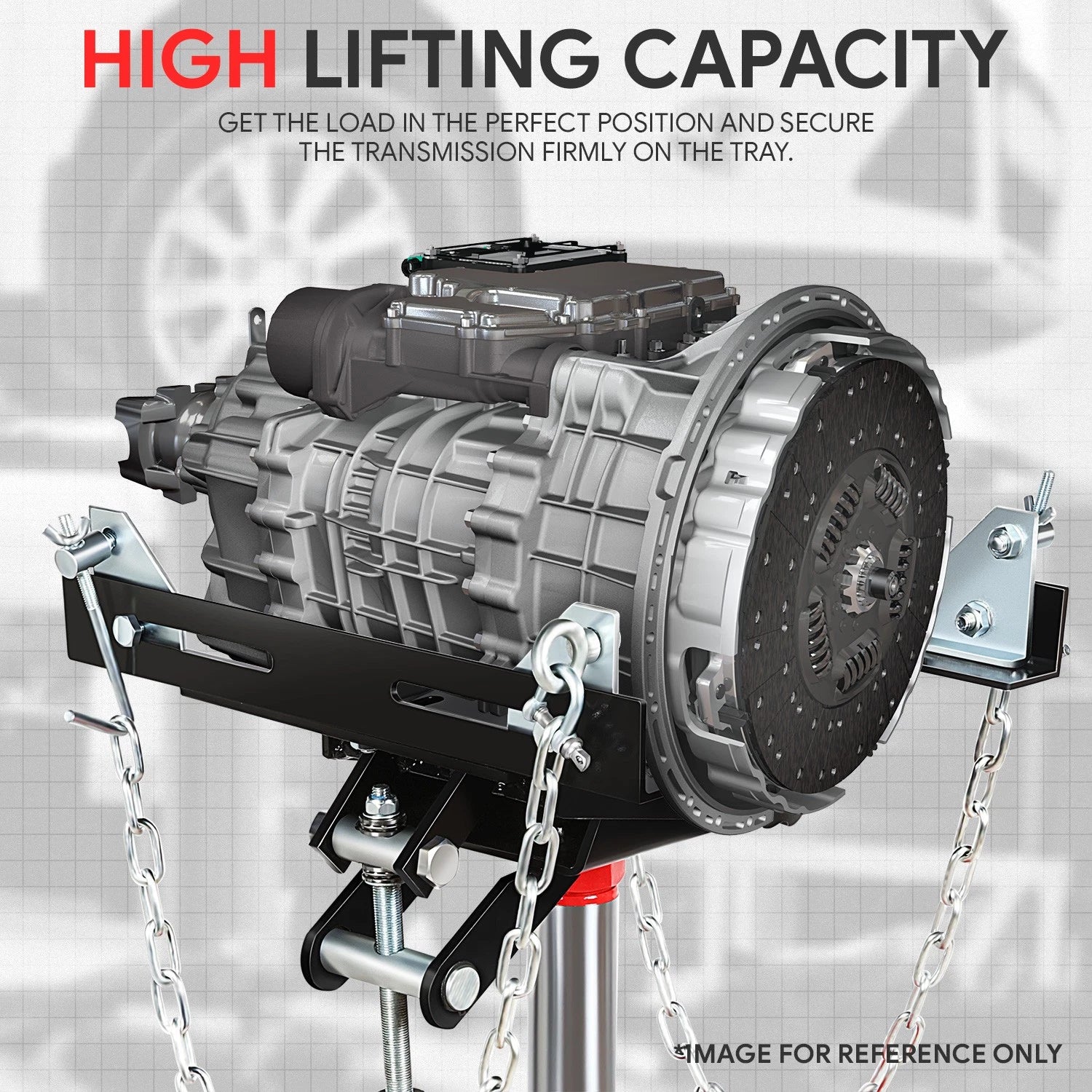 Transmission Jack for Universal Use (2204 lbs, Steel, Hydraulic, Swivel Wheels)