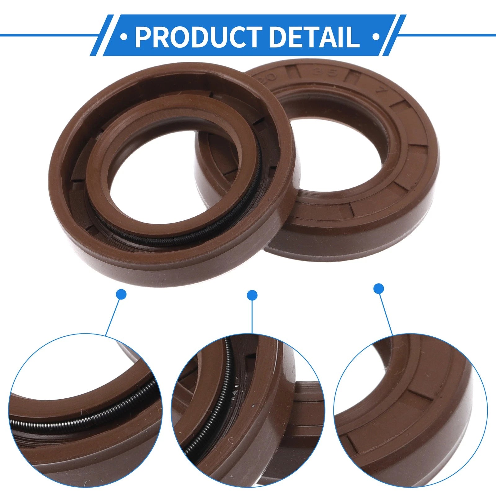 2X Oil Seal Rotary Shaft Seal FKM Rubber 20x35x7mm for Various Models