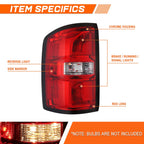 OE Style Chrome Clear Left Side Tail Light Brake Lamp for GMC Sierra 1500 (2014–2015)