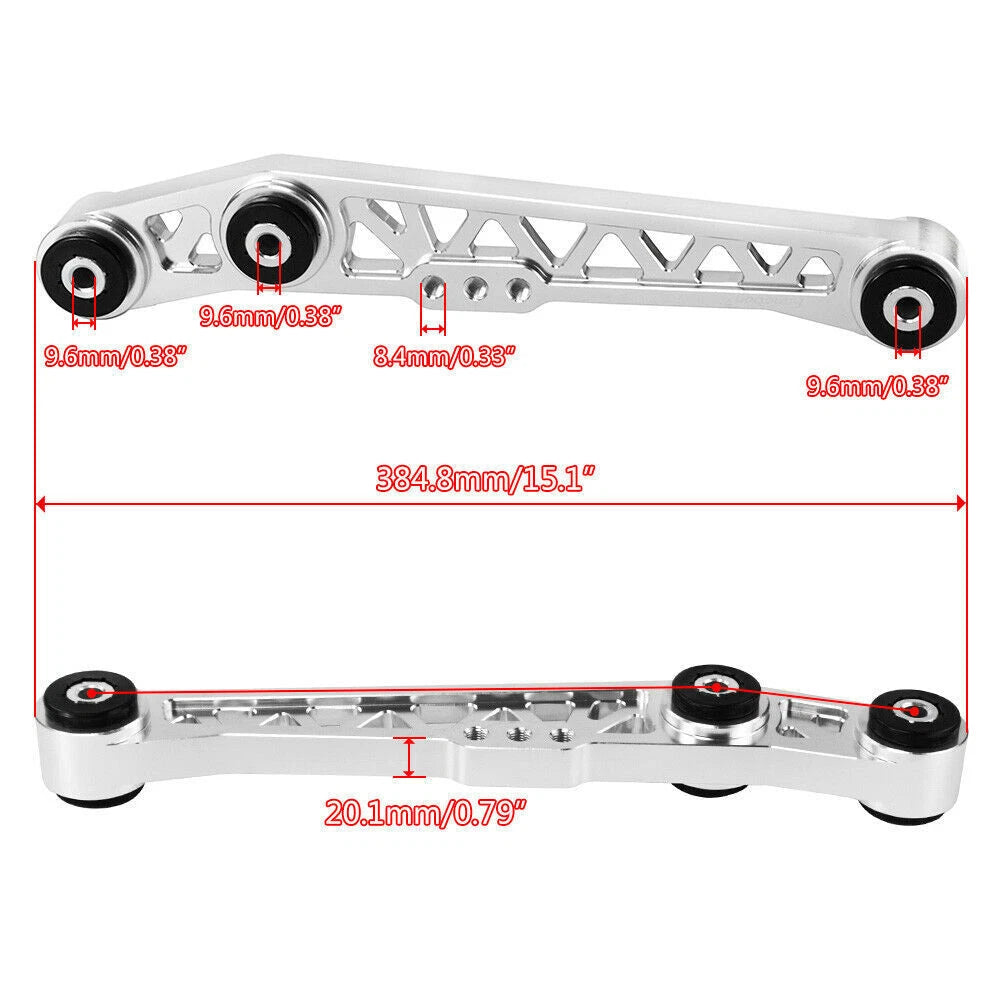Silver Pair Rear Lower Control Arm for Honda Civic CRX (1988–1995) & Acura Integra (1994–2001)