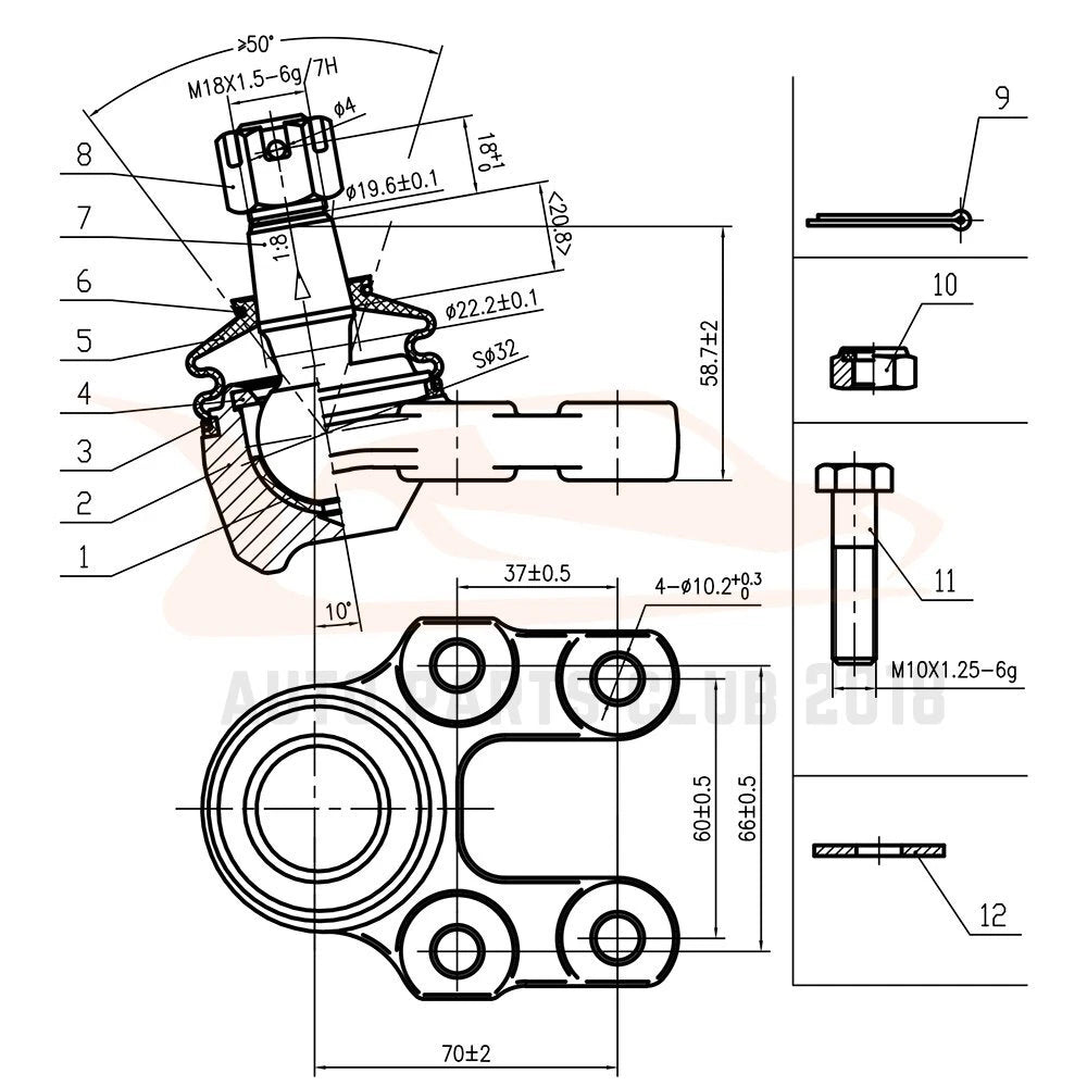 Set of 4 Front Ball Joints and Tie Rod Ends for Nissan Pickup 1995–1997
